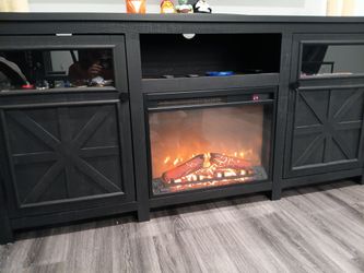 Farmhouse TV Stand with Electric Fireplace