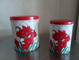 Set of 2 tin canisters