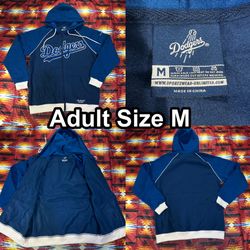 Los Angeles Dodgers Hoodie Adult Medium Blue MLB Baseball Zip Up Fleece Sweater