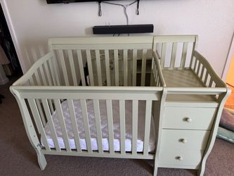 Convertible Crib, Mattress, and Cabinet set
