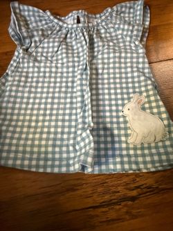 Carter's Blue Gingham Sleeveless Baby Dress with Bunny Appliqué