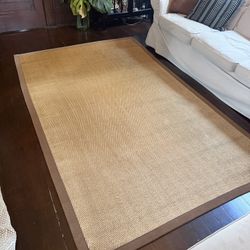 Newport Natural Sisal Flatweave Rug – Ivory with Brown Border (5’ x 8’)