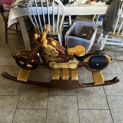 Real Wood Rocking Motorcycle 
