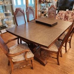 Solid Oak Dinning Room Set Table 8 Chairs And China Cabinet 