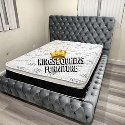NEW QUEEN BED FRAME WITH MATTRESS 