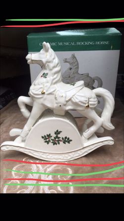 Vintage New in Box : Porcelain Christmas 🎄 Musical Rocking Horse