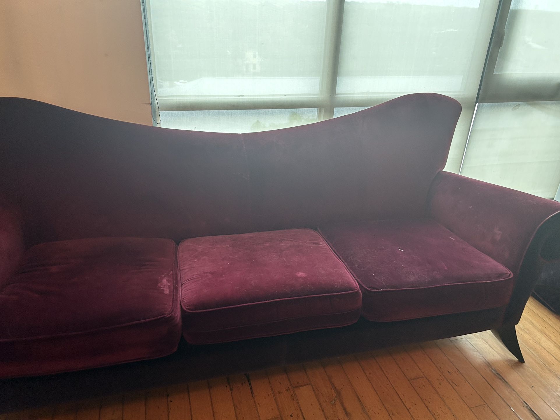 1990 Large Custom velvet Couch Scan Design