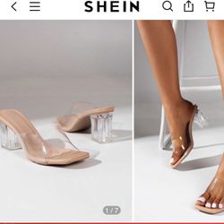 Clear Chunky Heeled Mule Sandals