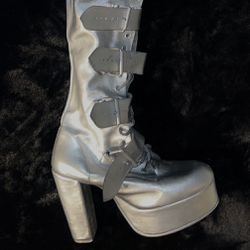 Silver Men’s High Heel Boots