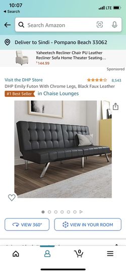 Black Faux Leather Futon