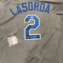 PSA GRADED AUTHENTIC LASORDA JERSEY 