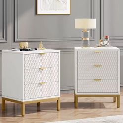 New assembled Night Stand, Wooden End Table with Storage Shelf, Sofa Side Bedside Table, Large Modern Nightstand for Living Room, Office (2, White)