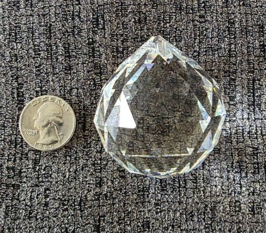Vintage Iris Arc Crystal Kingdom Clear Faceted Teardrop Pendant Ball Ornament