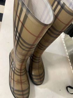 Authentic Burberry Haymarket House Check Rain Boots Nova Check Size 38 US Size 8