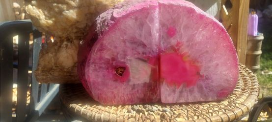Gorgeous Pink Brazilian Geode Bookends