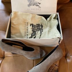 New in the box Burberry Suede Wedge Pumps. 