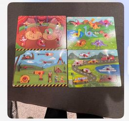 Wooden peg puzzles 4 set boards