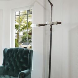 Modern Standing Lamps Iron Water Pipe Floor Lamp Retro Style Industrial Floor Lamps Glass Lampshade