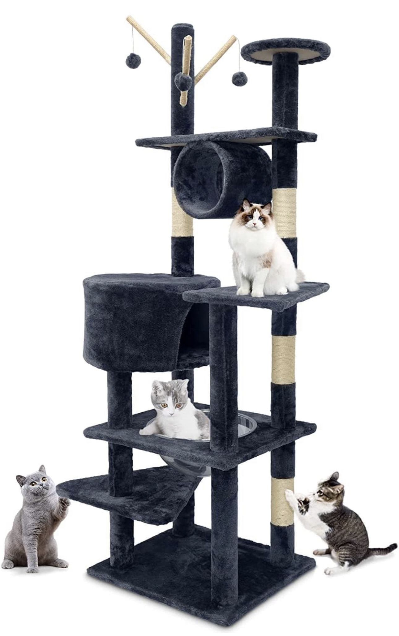 Cat Tree 65 Inches Tall Cat Tower for Indoor Cats, Cat Condo with Space Capsule Scratching Posts NIB