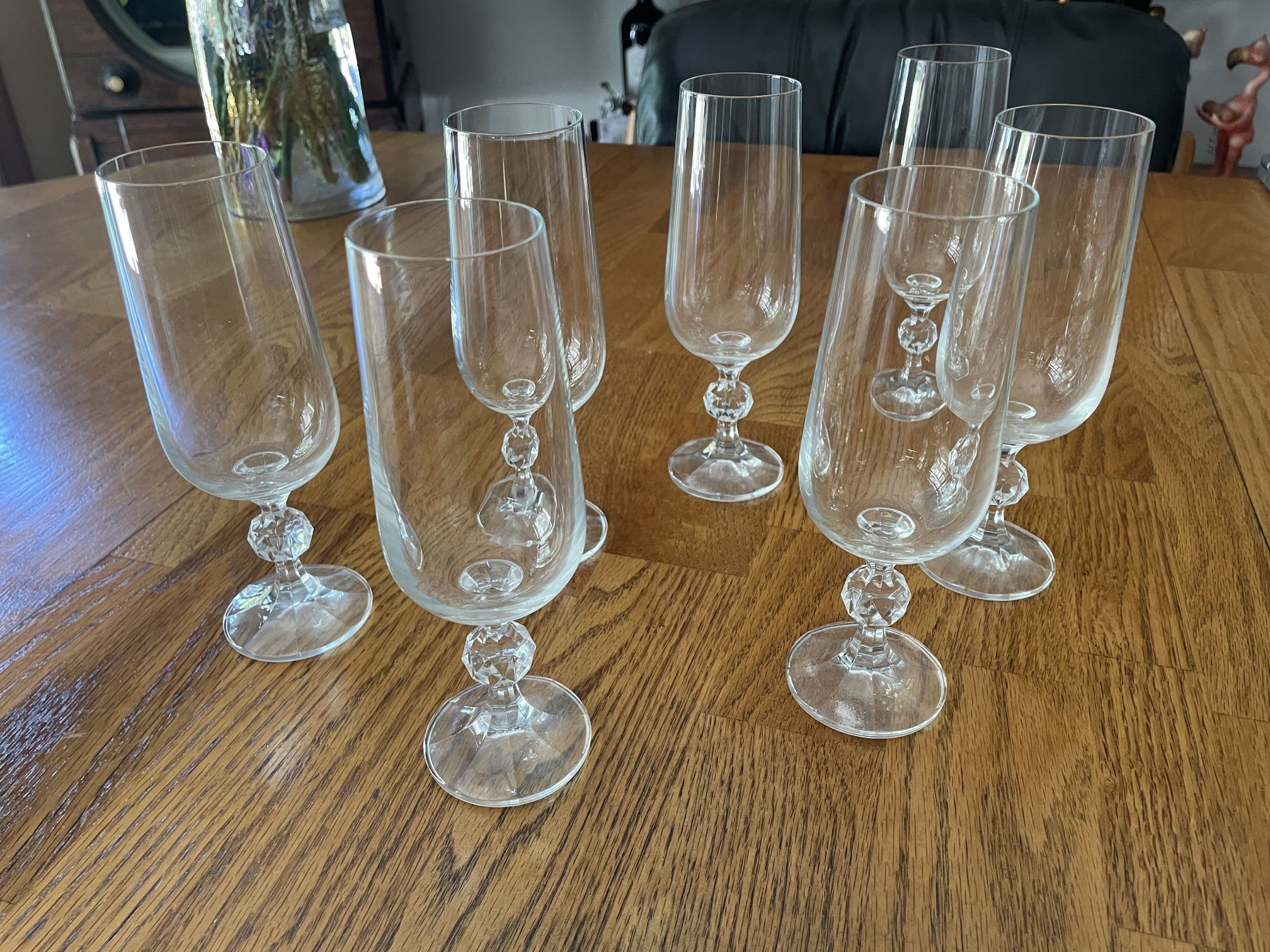 Import Assoc. Claudia Bohemia Crystal, Champagne Flute, 6 3/4" Tall, Set of 7
