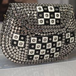RAMLA Silver Square Mosaic Hand Bag NEW