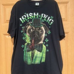 St. Patrick’s Day Pug T-Shirt, Size 2 XL