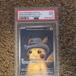 Pokemon Pikachu Van Gogh Grey Felt Hat PSA 9
