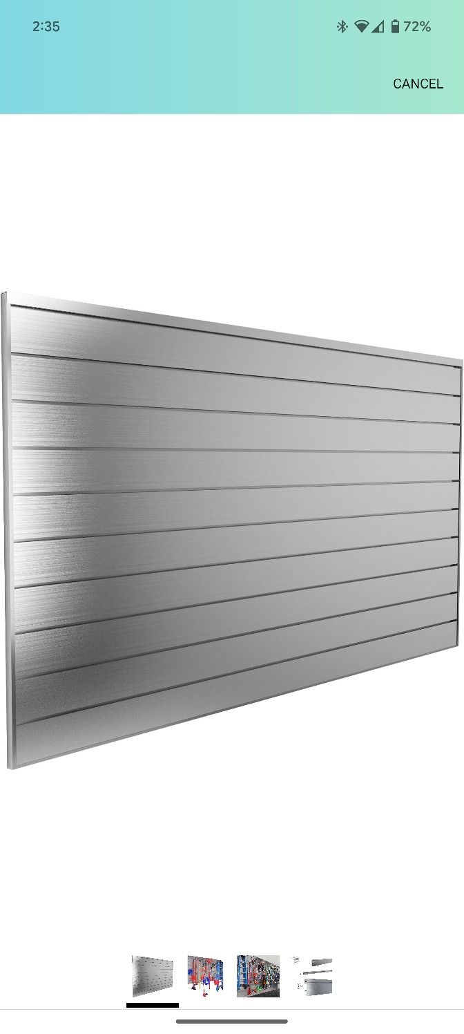 Proslat 88900 Aluminum Slatwall Garage Organizer Storage System, 8' x 4' Silver