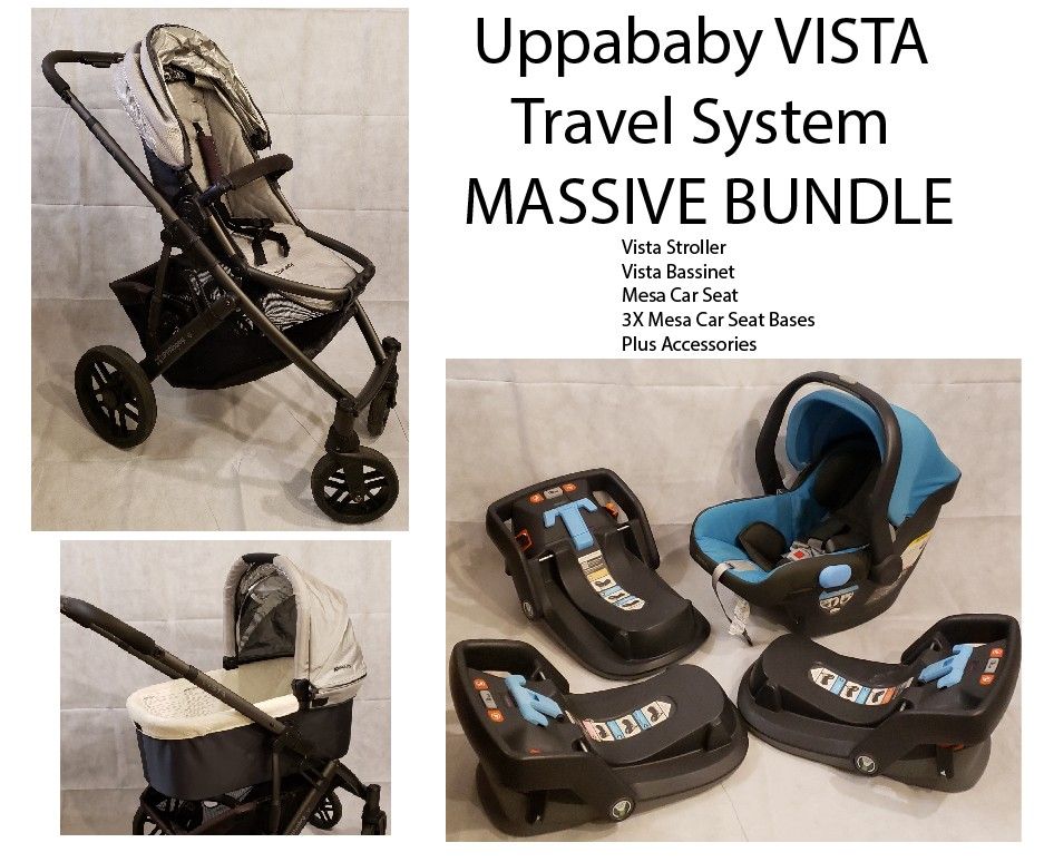 Uppababy VISTA stroller/bassinet/MESA car sear/3 seat based Bundle