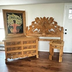 Queen Lilly Headboard Set W/ Painting 