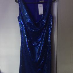 Blue Sequin Dress Sz Med