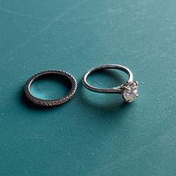 Moissanite Ring And Engagement Band 