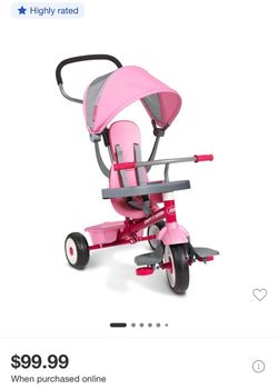 Radio Flyer 4-in-1 Stroll 'N Trike - Pink: Steel Frame, Adjustable Seat, EVA Tires
