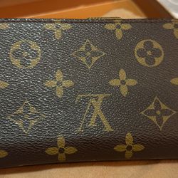 Louis Vuitton Kiss Lock Wallet Monogram Canvas Leather Brown Authentic