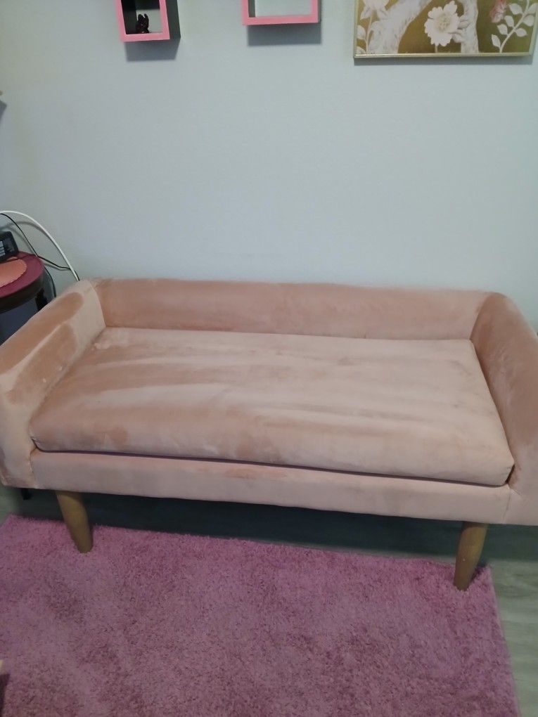 Suddenly Pink Bench Love Seat Sofa Pink