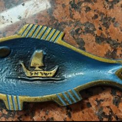 6" large Vintage Mid-Century Brass Fish Trinket Dish/Ashtray / Classic Accent Retro decor Gift