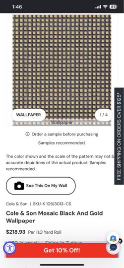 Cole & Son Mosaic Black and Gold Wallpaper