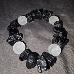 Chunky Black Tourmaline Bracelet Crystal Quartz Balls