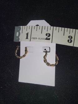 Pierced Gold Tone Twisted Hoop Earrings