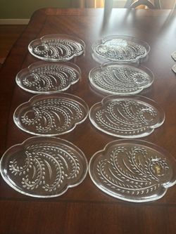 Set Of 8 Glass Luncheon Plates