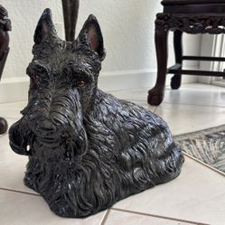 Italian Looking Black Terrier Floor Or Large Coffee Table Statue.  Vintage MCM Antique Like New, Not From Italy.  18” Long X 14” Tall Life-size.  