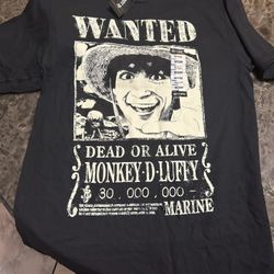 ONE PIECE LIVE ACTION T SHIRT LUFFY WANTED POSTER