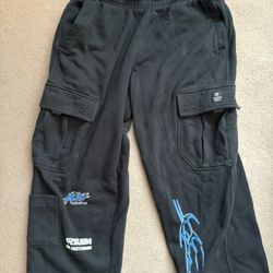 Baggy Black Ninth Hall Cargo Sweatpants