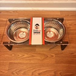 Hammered Metal Raised Pet Bowls