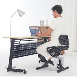 Master Massage Ergonomic Kneeling Chair with Back Support for Office -Posture Chair with Angled Seat and Backrest for Home and Office-Posture Correcti