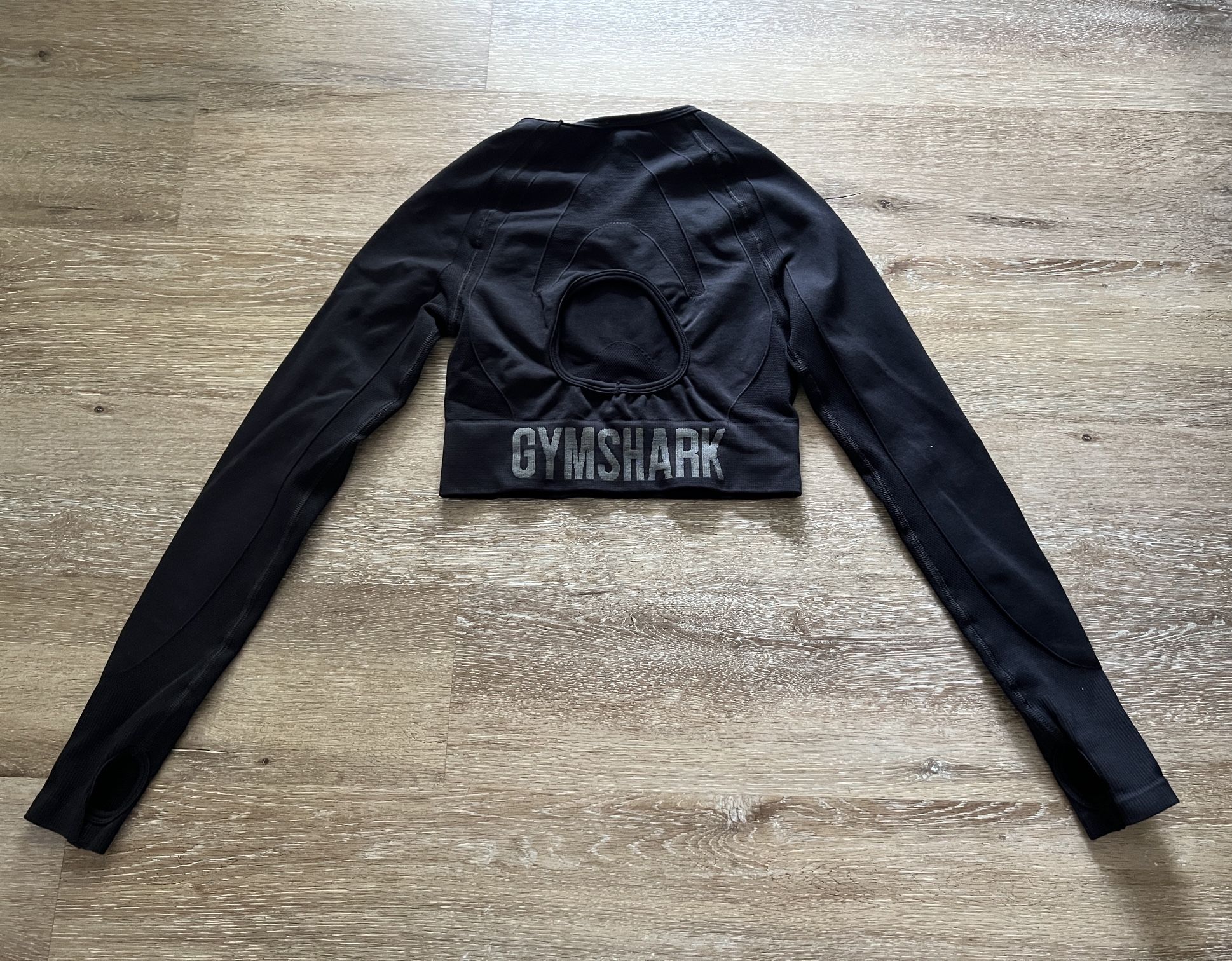 Gymshark Flex Sports Long Sleeve Crop Top Womens Size S Logo Gym Workout