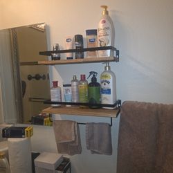 Pack Of 2 Light Brown Wall Shelving - 16.5in Wide