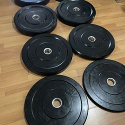 New Olympic Rubber Bumper Plates 230lbs | 7ft 45lbs Olympic Barbell W/ Clips | New in Boxes | Gym Equipment|