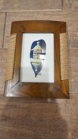 Original Hand-Painted Puerto Rico Garita Feather Art – Signed by Rómulo (2014)