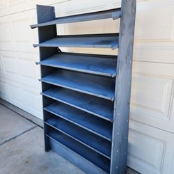 Vintage Metal Slanted Shelf Store Display Shelves Man Cave Garage